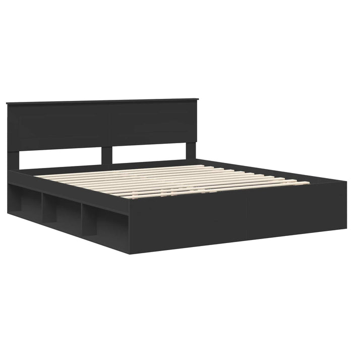 Cadru de pat cu headboard Negru 200 x 200 cm Lemn compozit - WALTI WALTI