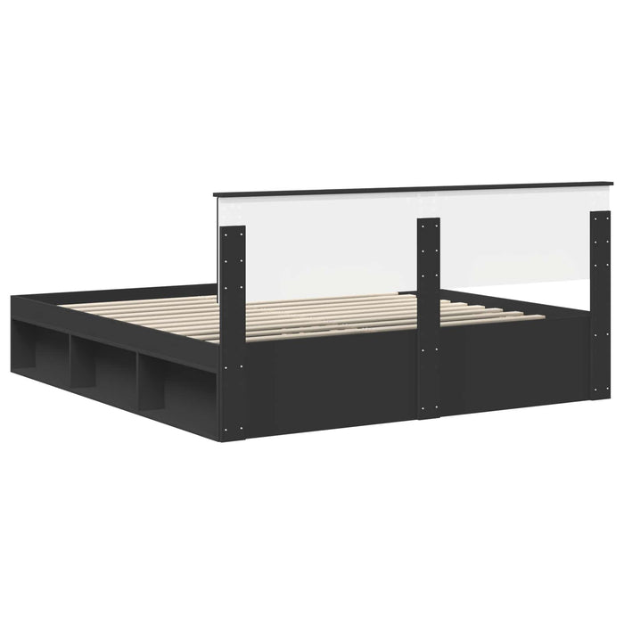 Cadru de pat cu headboard Negru 200 x 200 cm Lemn compozit - WALTI WALTI