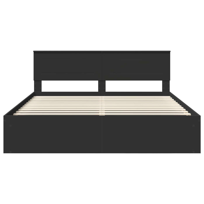 Cadru de pat cu headboard Negru 200 x 200 cm Lemn compozit - WALTI WALTI