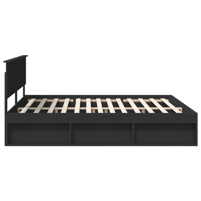 Cadru de pat cu headboard Negru 200 x 200 cm Lemn compozit - WALTI WALTI