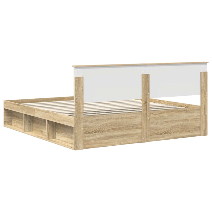Cadru de pat cu headboard Sonoma 200 x 200 cm Lemn compozit - WALTI WALTI