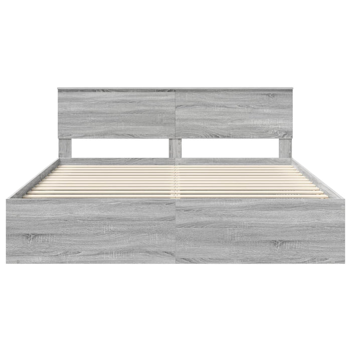 Cadru de pat cu headboard Gri Sonoma 200 x 200 cm Lemn compozit - WALTI WALTI