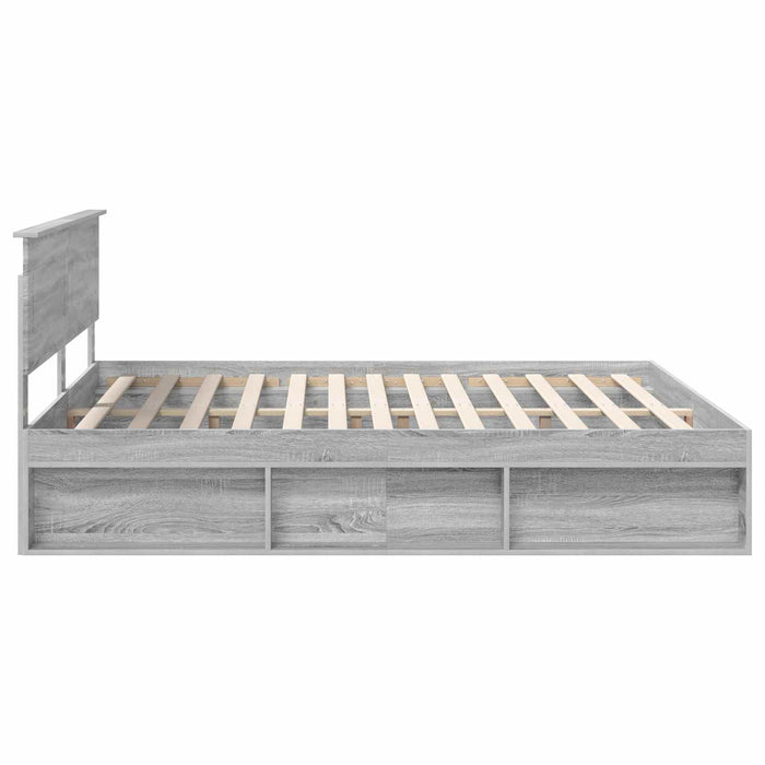 Cadru de pat cu headboard Gri Sonoma 200 x 200 cm Lemn compozit - WALTI WALTI