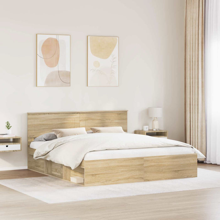 Cadru de pat cu headboard Sonoma 180 x 200 cm Lemn compozit - WALTI WALTI