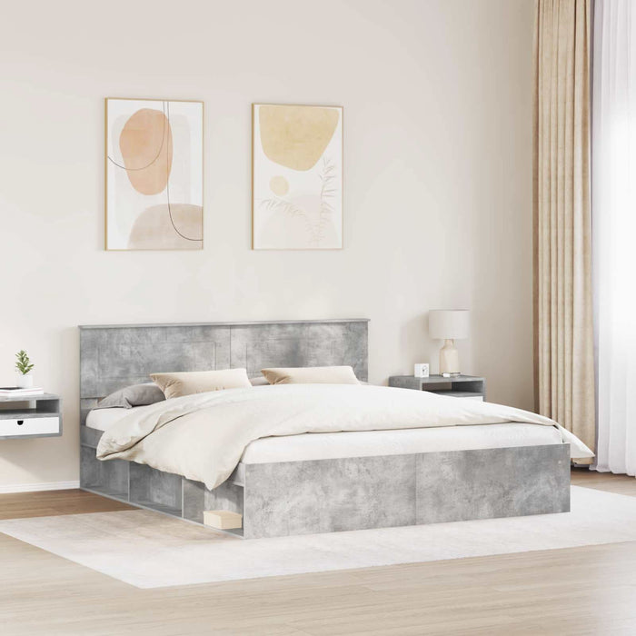 Cadru de pat cu headboard Beton 180 x 200 cm Lemn compozit - WALTI WALTI