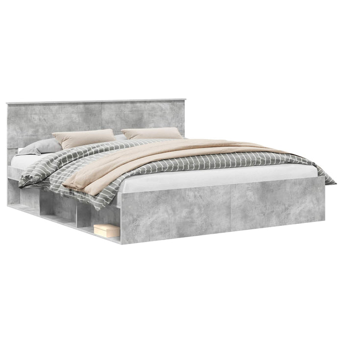 Cadru de pat cu headboard Beton 180 x 200 cm Lemn compozit - WALTI WALTI