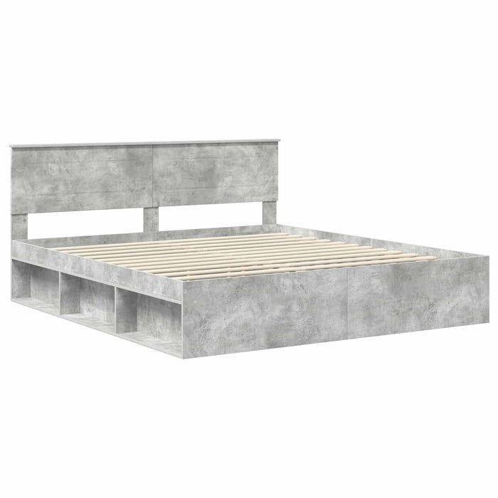 Cadru de pat cu headboard Beton 180 x 200 cm Lemn compozit - WALTI WALTI