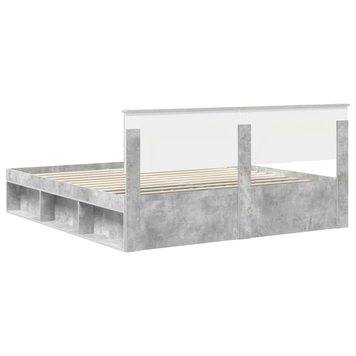 Cadru de pat cu headboard Beton 180 x 200 cm Lemn compozit - WALTI WALTI