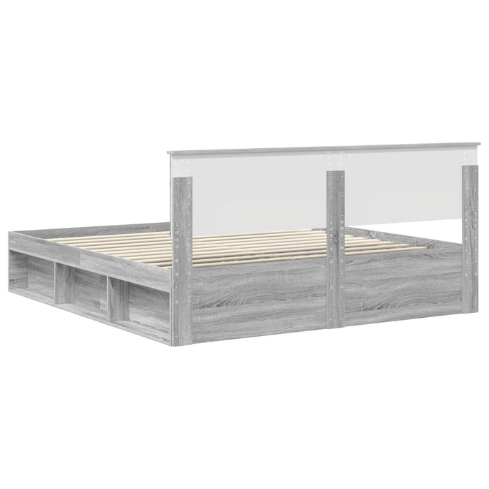 Cadru de pat cu headboard Gri Sonoma 180 x 200 cm Lemn compozit - WALTI WALTI