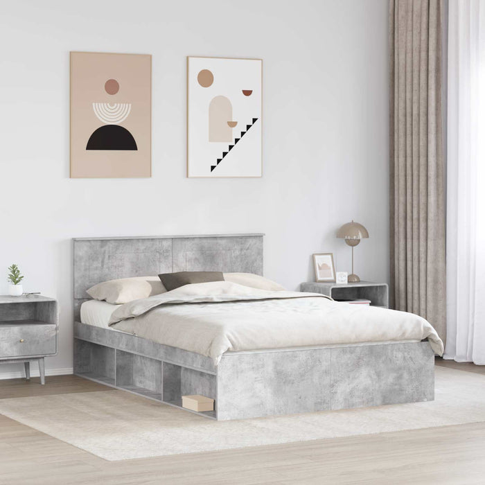 Cadru de pat cu headboard Beton 160 x 200 cm Lemn compozit - WALTI WALTI