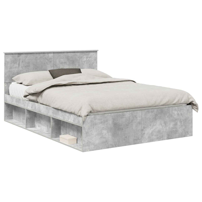 Cadru de pat cu headboard Beton 160 x 200 cm Lemn compozit - WALTI WALTI