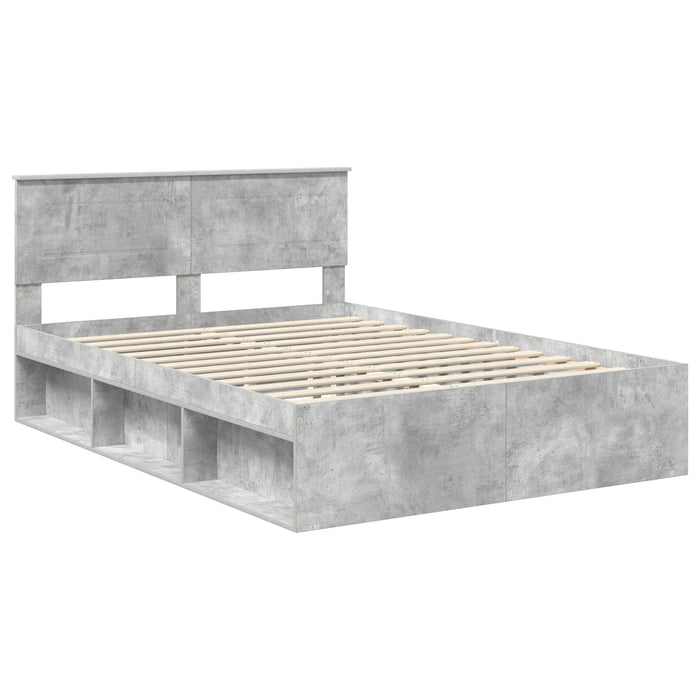 Cadru de pat cu headboard Beton 160 x 200 cm Lemn compozit - WALTI WALTI