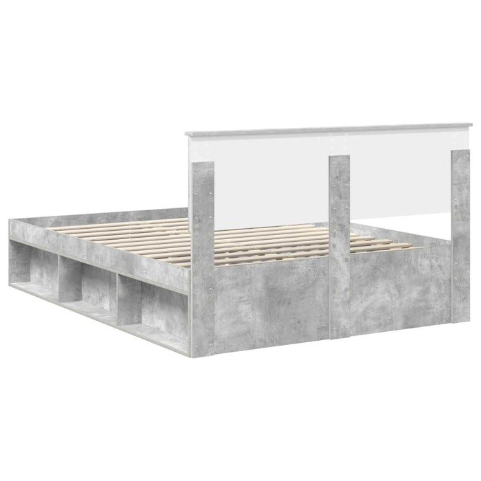 Cadru de pat cu headboard Beton 160 x 200 cm Lemn compozit - WALTI WALTI