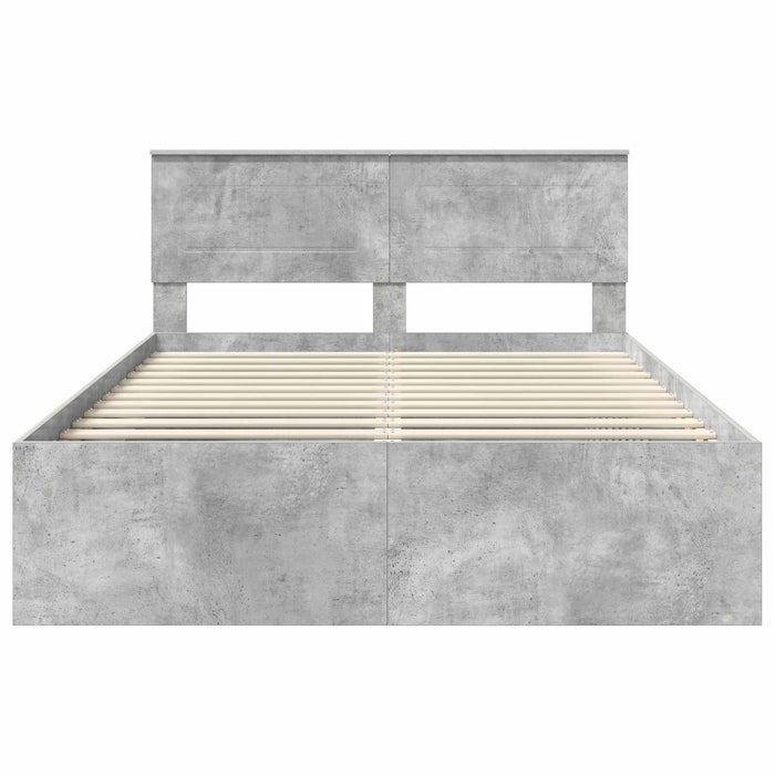 Cadru de pat cu headboard Beton 160 x 200 cm Lemn compozit - WALTI WALTI