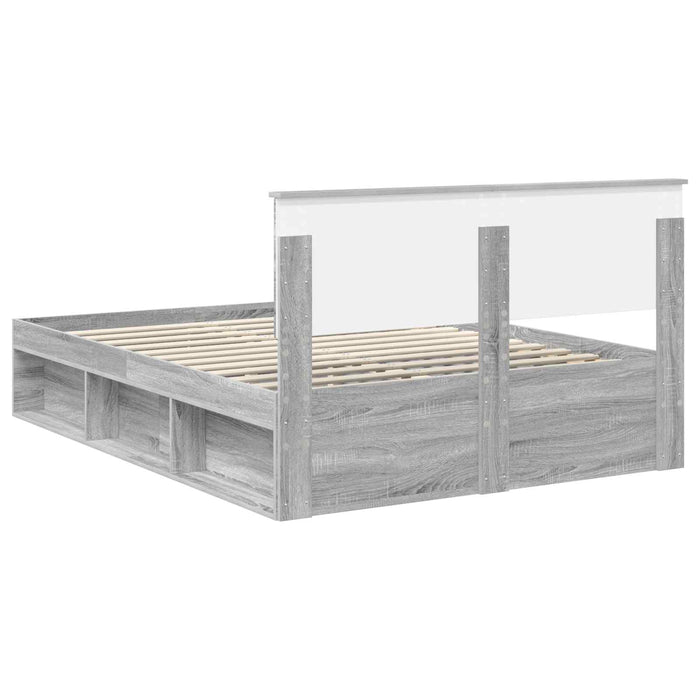 Cadru de pat cu headboard Gri Sonoma 160 x 200 cm Lemn compozit - WALTI WALTI