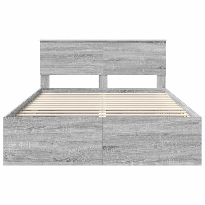 Cadru de pat cu headboard Gri Sonoma 160 x 200 cm Lemn compozit - WALTI WALTI