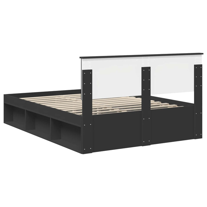 Cadru de pat cu headboard Negru 150 x 200 cm Lemn compozit - WALTI WALTI