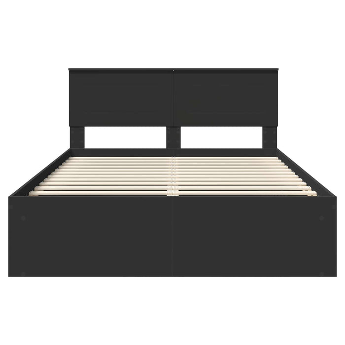 Cadru de pat cu headboard Negru 150 x 200 cm Lemn compozit - WALTI WALTI