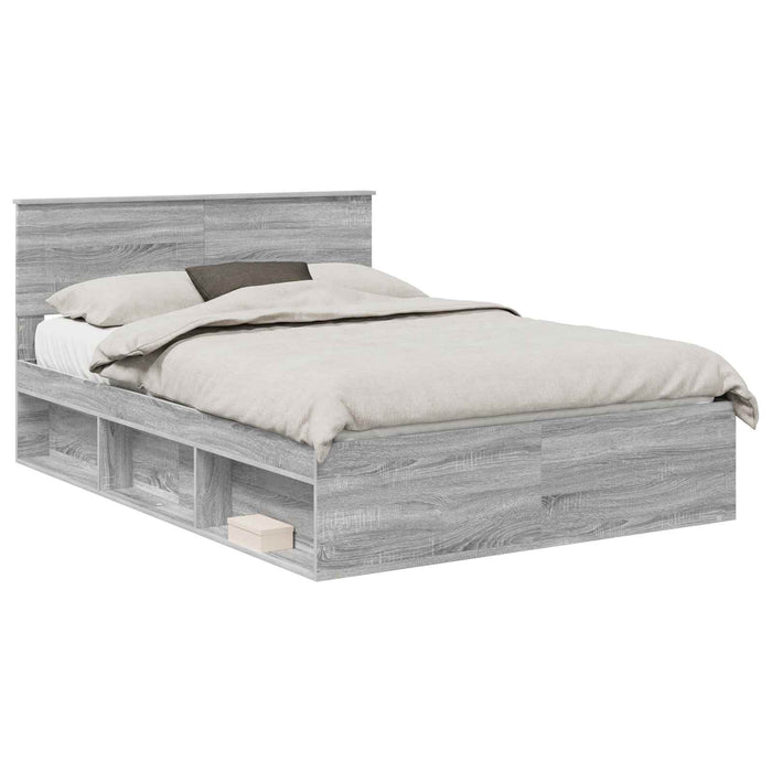 Cadru de pat cu headboard Gri Sonoma 150 x 200 cm Lemn compozit - WALTI WALTI