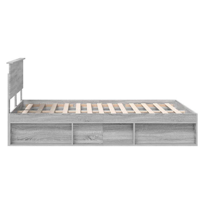 Cadru de pat cu headboard Gri Sonoma 150 x 200 cm Lemn compozit - WALTI WALTI