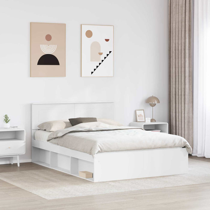 Cadru de pat cu headboard Alb 140 x 190 cm Lemn compozit - WALTI WALTI