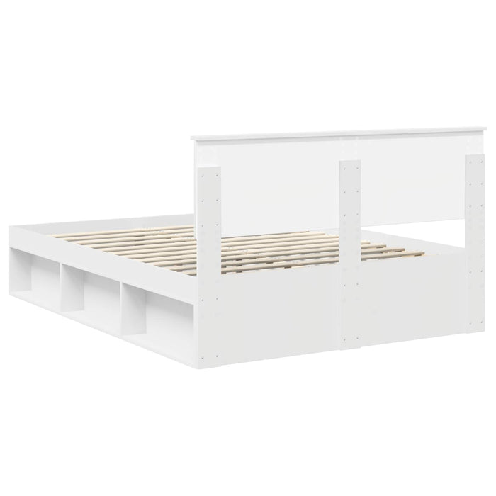 Cadru de pat cu headboard Alb 140 x 190 cm Lemn compozit - WALTI WALTI