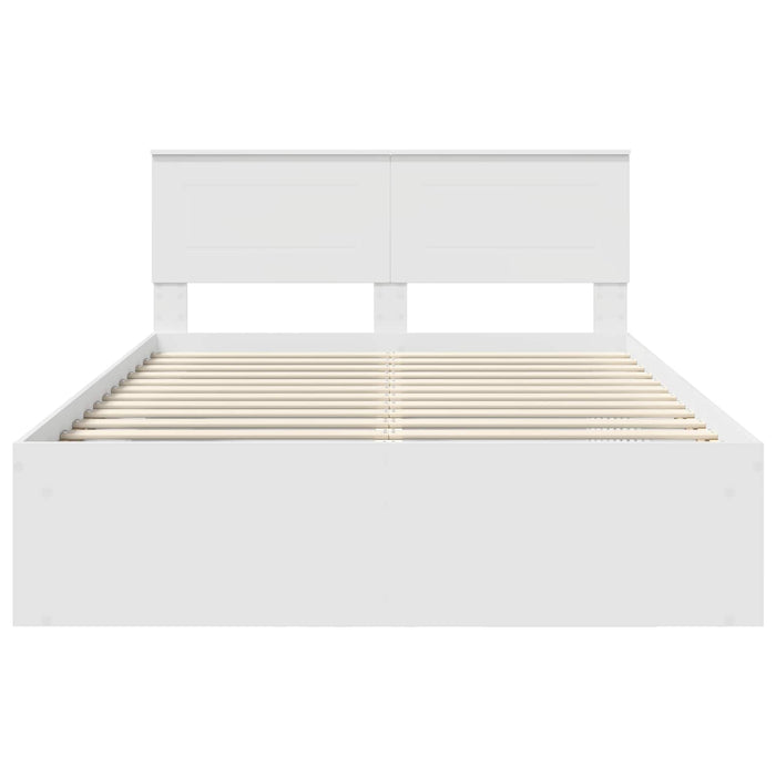 Cadru de pat cu headboard Alb 140 x 190 cm Lemn compozit - WALTI WALTI