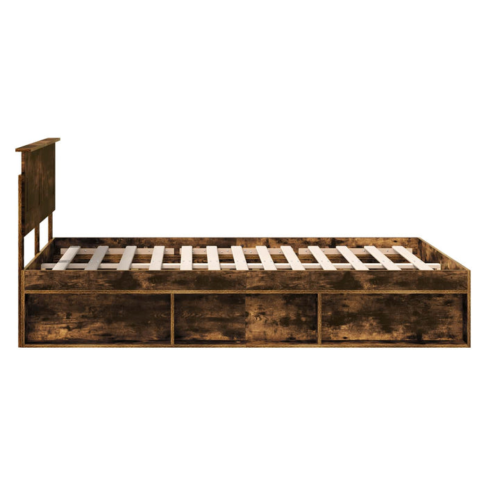 Cadru de pat Stejar fumuriu 140 x 190 cm Lemn compozit - WALTI WALTI