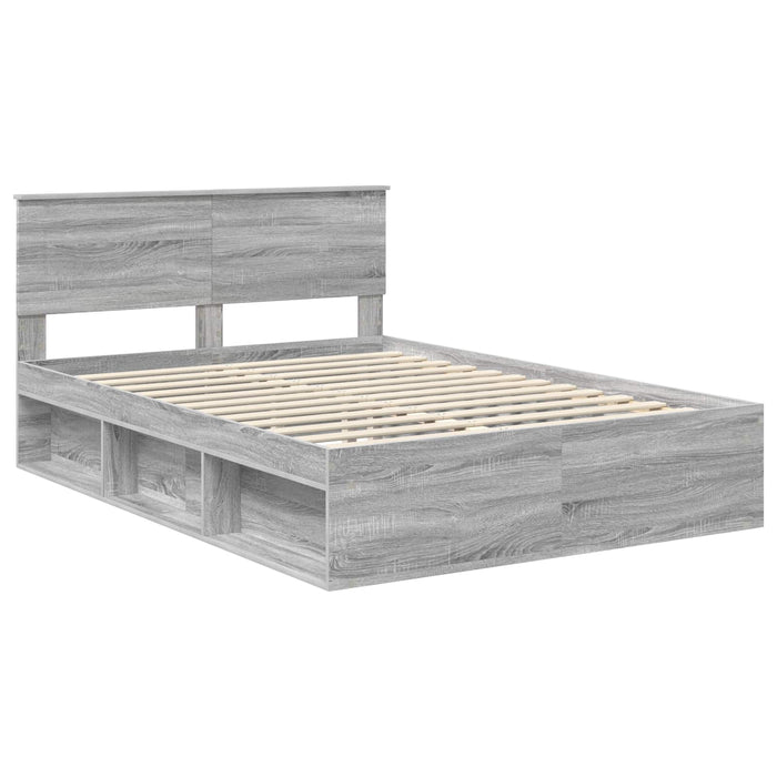 Cadru de pat cu headboard Gri Sonoma 140 x 190 cm Lemn compozit - WALTI WALTI