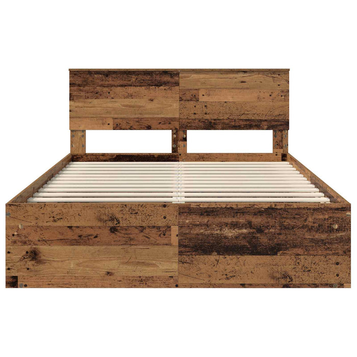 Cadru de pat cu headboard Lemn vechi 140 x 190 cm Lemn compozit - WALTI WALTI
