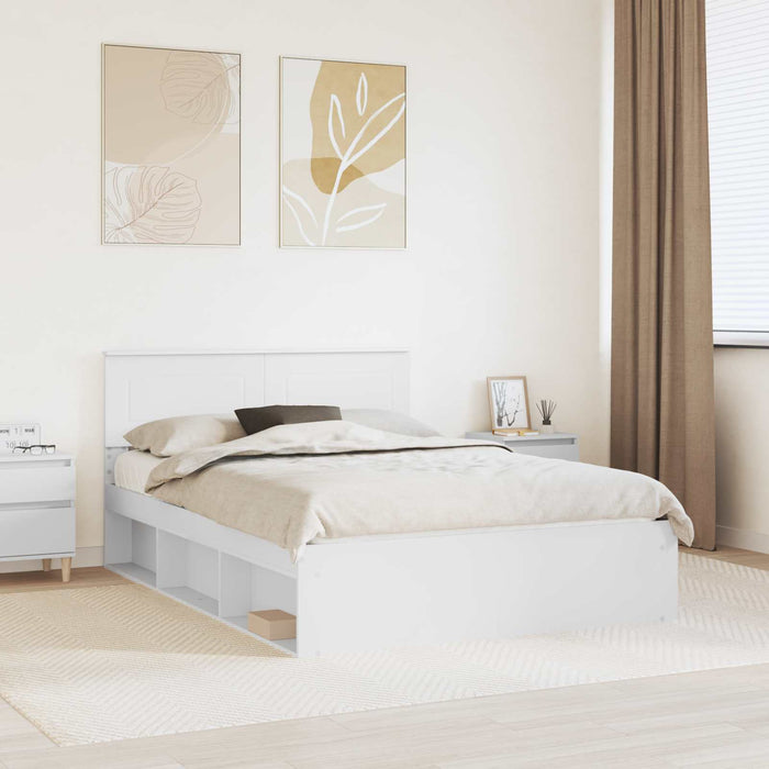 Cadru de pat cu headboard Alb 140 x 200 cm Lemn compozit - WALTI WALTI