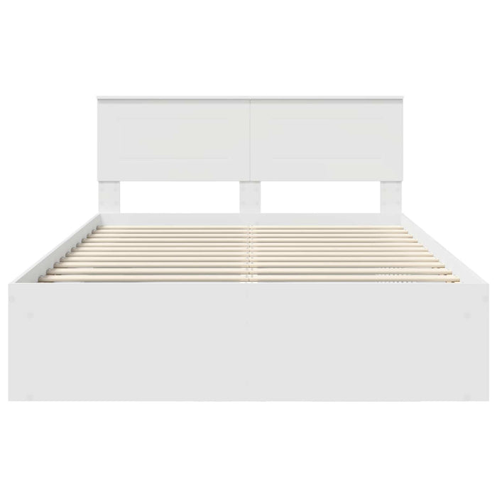 Cadru de pat cu headboard Alb 140 x 200 cm Lemn compozit - WALTI WALTI