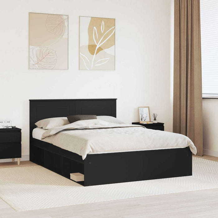 Cadru de pat cu headboard Negru 140 x 200 cm Lemn compozit - WALTI WALTI