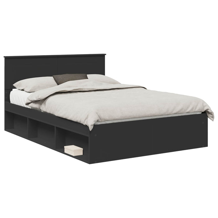 Cadru de pat cu headboard Negru 140 x 200 cm Lemn compozit - WALTI WALTI