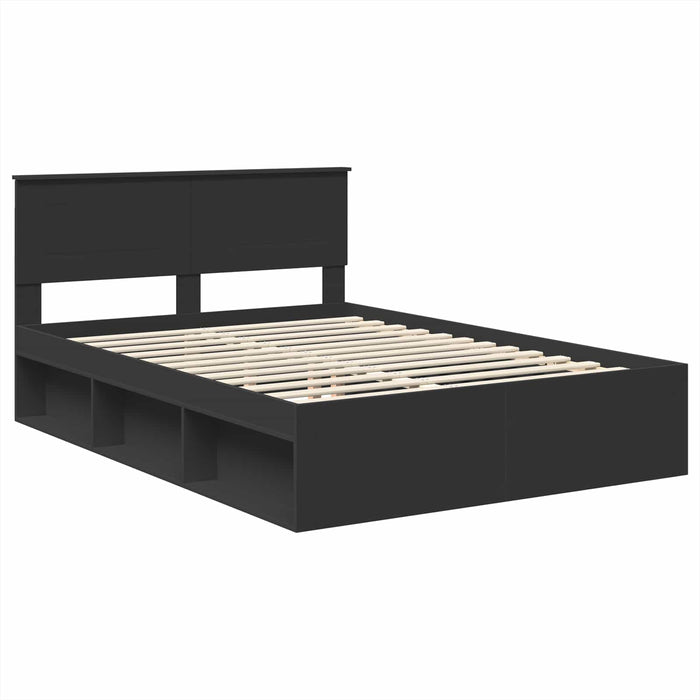 Cadru de pat cu headboard Negru 140 x 200 cm Lemn compozit - WALTI WALTI
