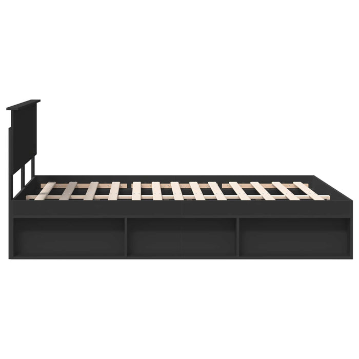 Cadru de pat cu headboard Negru 140 x 200 cm Lemn compozit - WALTI WALTI