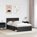 Cadru de pat cu headboard Negru 135 x 190 cm Lemn compozit - WALTI WALTI