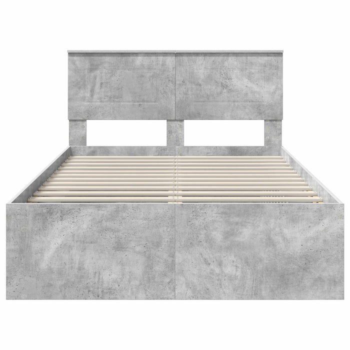 Cadru de pat Gri Concret 135 x 190 cm Lemn compozit - WALTI WALTI