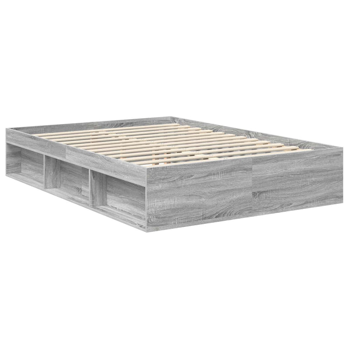 Cadru de pat cu headboard Gri Sonoma 135 x 190 cm Lemn compozit - WALTI WALTI