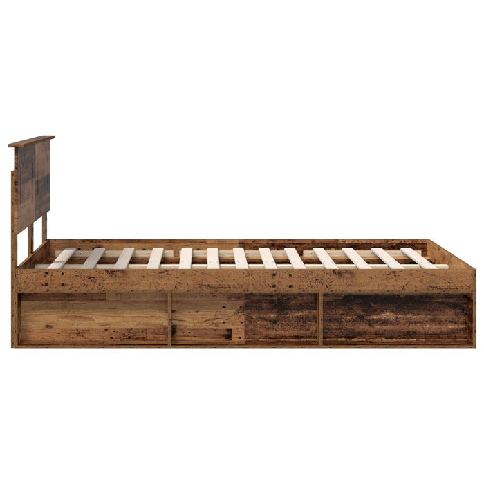 Cadru de pat cu headboard Lemn vechi 135 x 190 cm Lemn compozit - WALTI WALTI