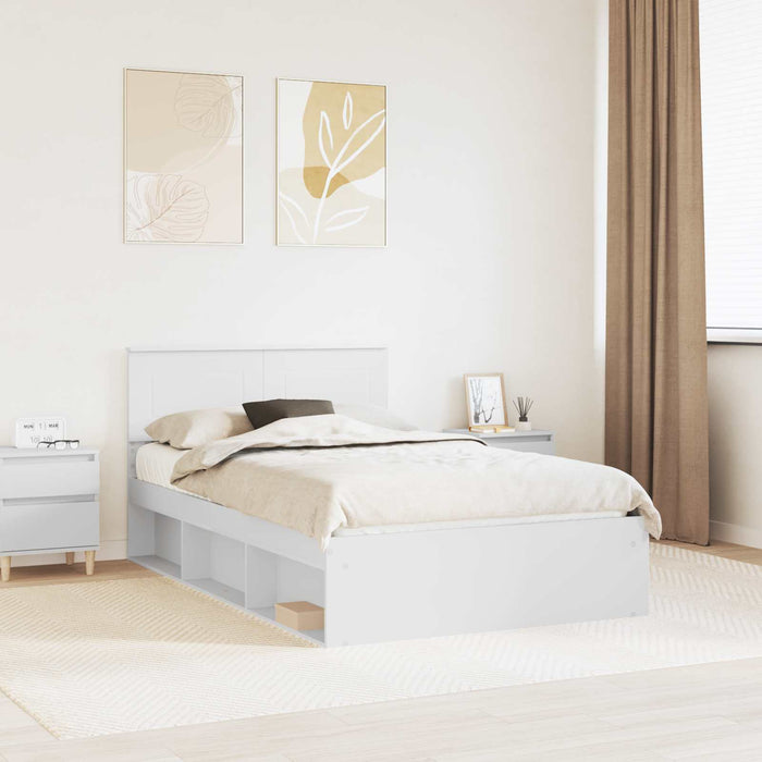Cadru de pat cu headboard Alb 120 x 190 cm Lemn compozit - WALTI WALTI