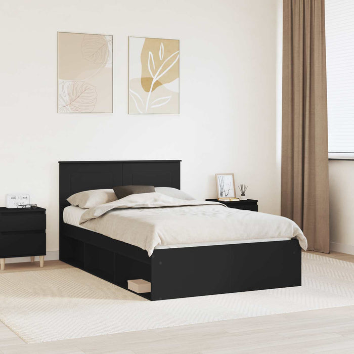 Cadru de pat cu headboard Negru 120 x 190 cm Lemn compozit - WALTI WALTI