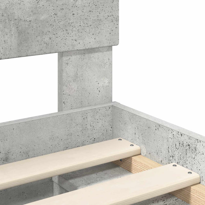 Cadru de pat cu headboard Beton 120 x 190 cm Lemn compozit - WALTI WALTI