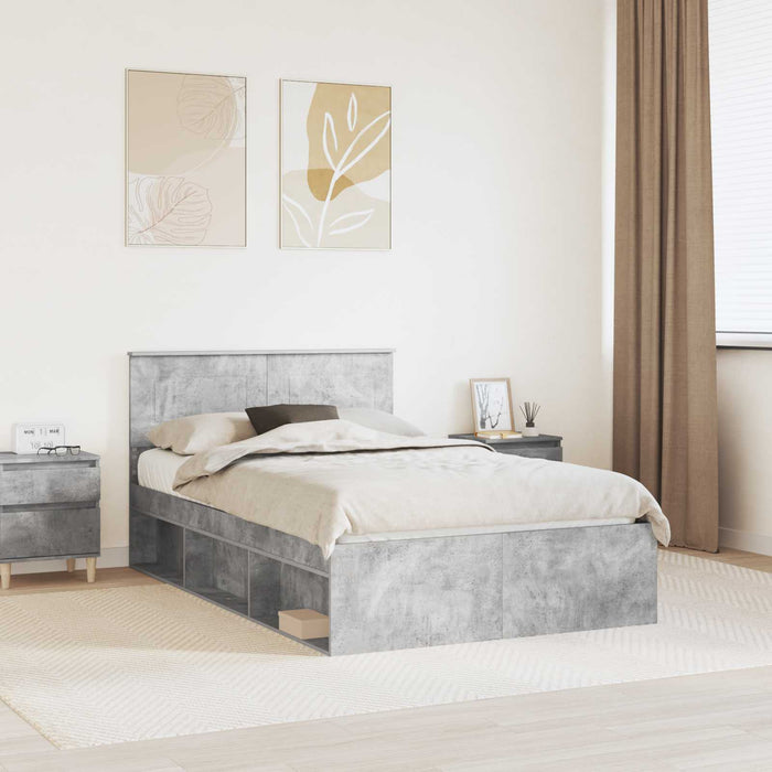 Cadru de pat cu headboard Beton 120 x 190 cm Lemn compozit - WALTI WALTI