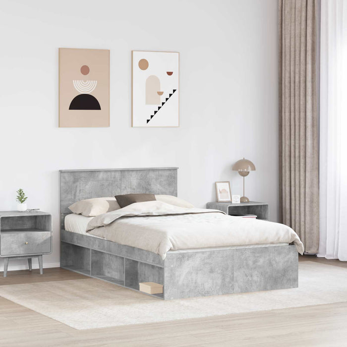 Cadru de pat cu headboard Beton 120 x 190 cm Lemn compozit - WALTI WALTI