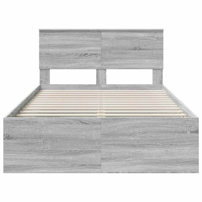Cadru de pat cu headboard Gri Sonoma 120 x 190 cm Lemn compozit - WALTI WALTI