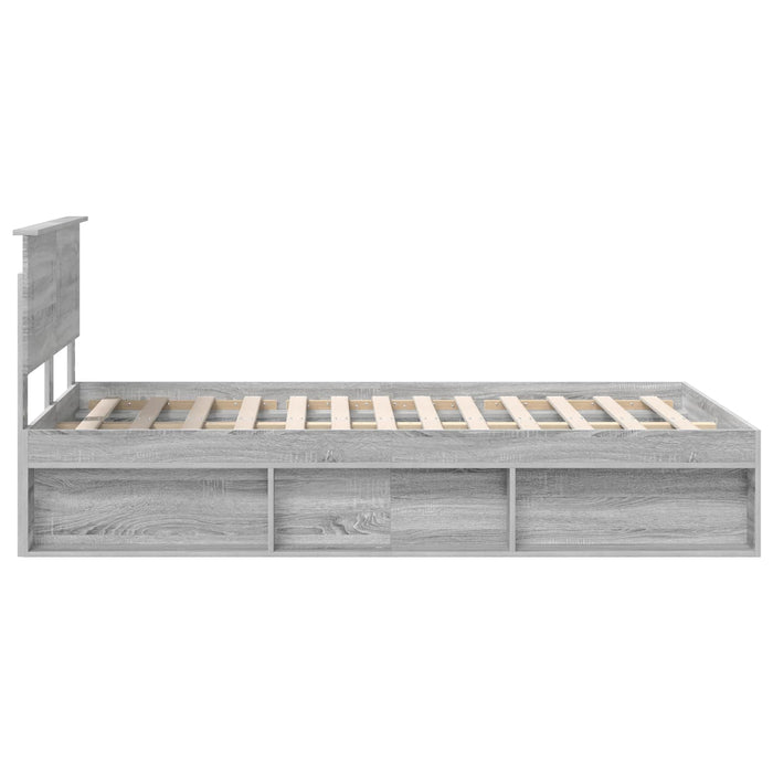Cadru de pat cu headboard Gri Sonoma 120 x 190 cm Lemn compozit - WALTI WALTI