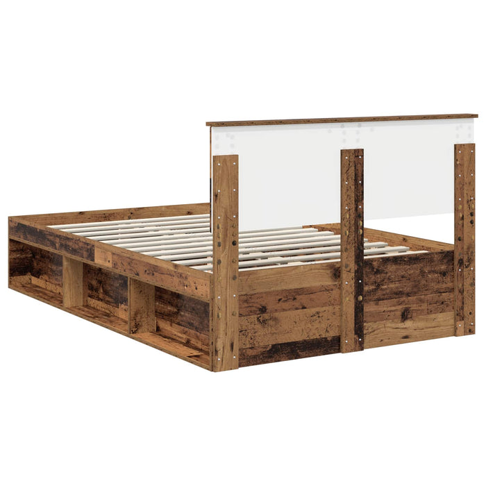Cadru de pat cu headboard Lemn vechi 120 x 190 cm Lemn compozit - WALTI WALTI