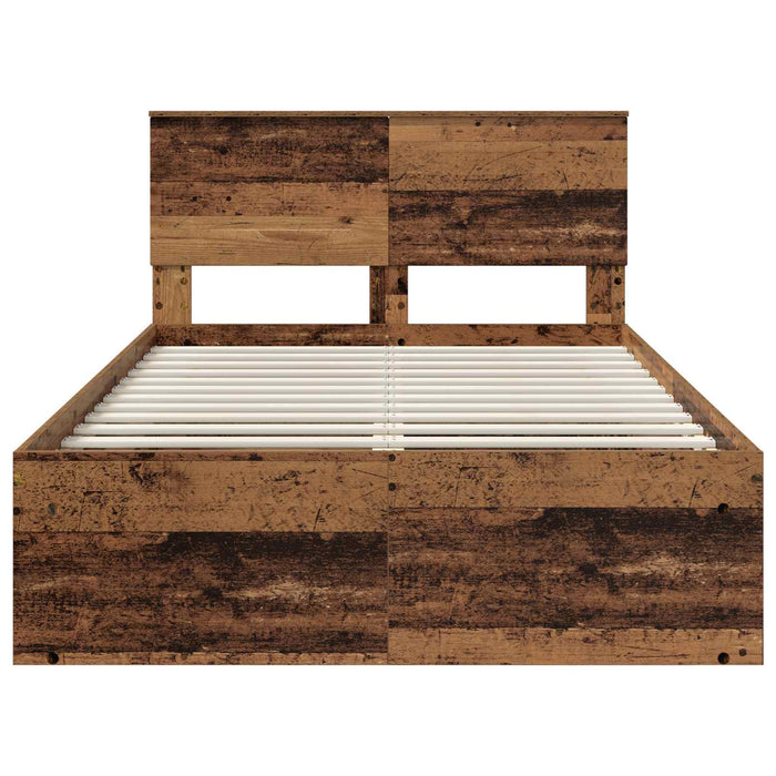 Cadru de pat cu headboard Lemn vechi 120 x 190 cm Lemn compozit - WALTI WALTI