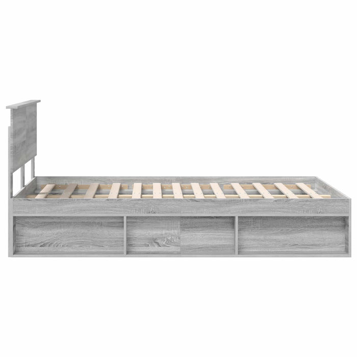 Cadru de pat cu headboard Gri Sonoma 120 x 200 cm Lemn compozit - WALTI WALTI